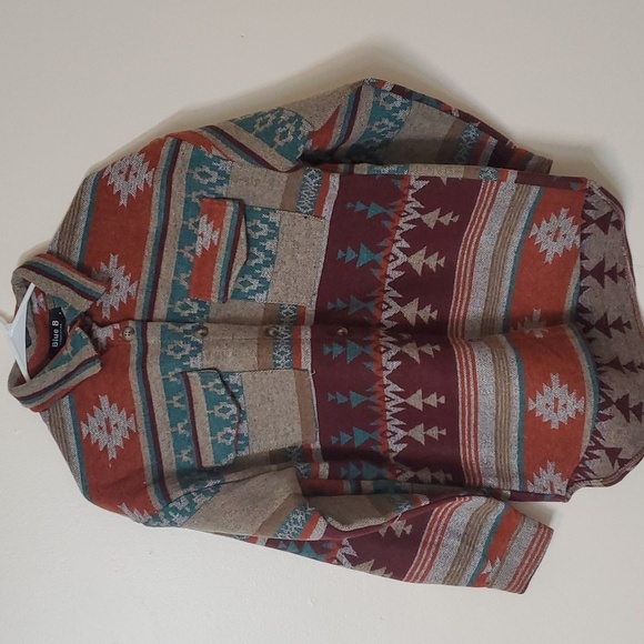 Southwestern Print Aztec Tribal Boho Shirt Jacket Shacket S/M/L - Picture 1 of 12